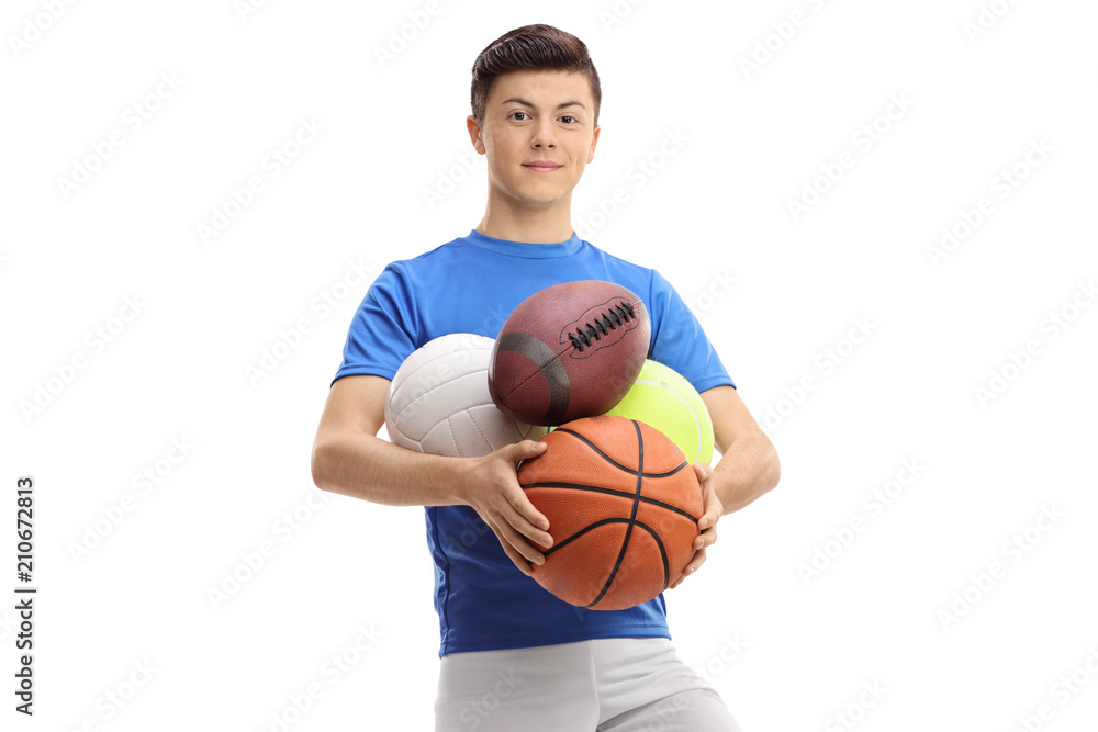 Canvas Prints Teenage boy with sports balls