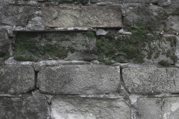 An old weathered brick wall with grungy texture