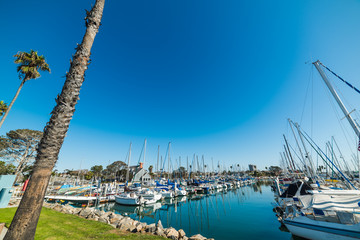 Boats in Oceanside harbor in Southern California