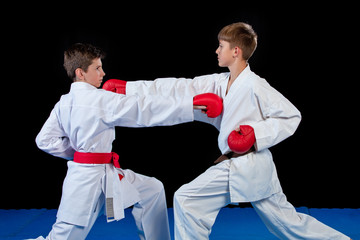 The studio shot of group of kids training karate martial arts © FS-Stock