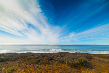 Cloudy sky over Central California coastline