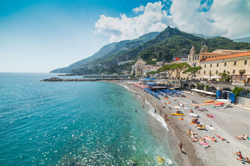 Blue sea in world famous Amalfi coast