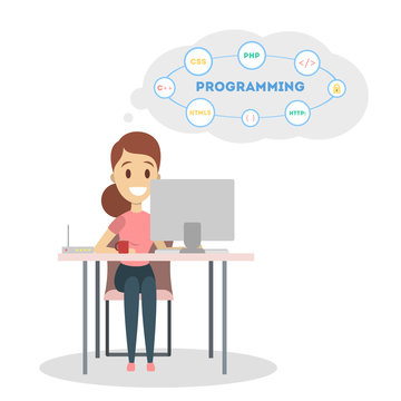 Programmer with laptop.