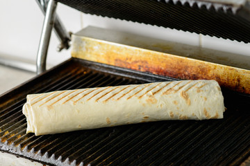 Process of preparing appetizing Shawarma vegetarian roll baked i