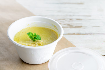 Traditional Healthy Creamy Middle East appetizer Hummus with oli