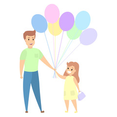 Father with children set.