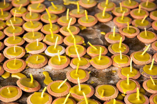 Row of candle making background