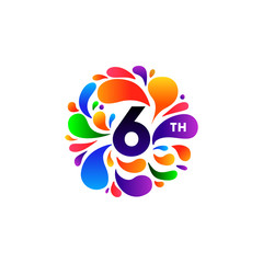 Anniversary color drops isolated on white background. Vector illustration.