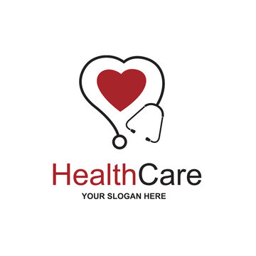 abstract medical halth care icon with stethoscope and heart