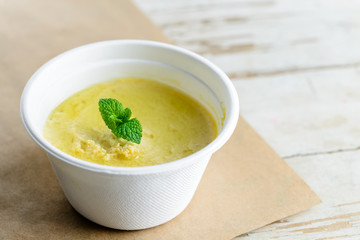 Traditional Healthy Creamy Middle East appetizer Hummus with oli