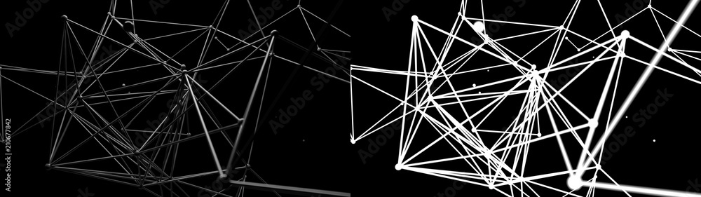 Poster 3d render abstract background. net done by connected cylinders with sphere in intersection area. com