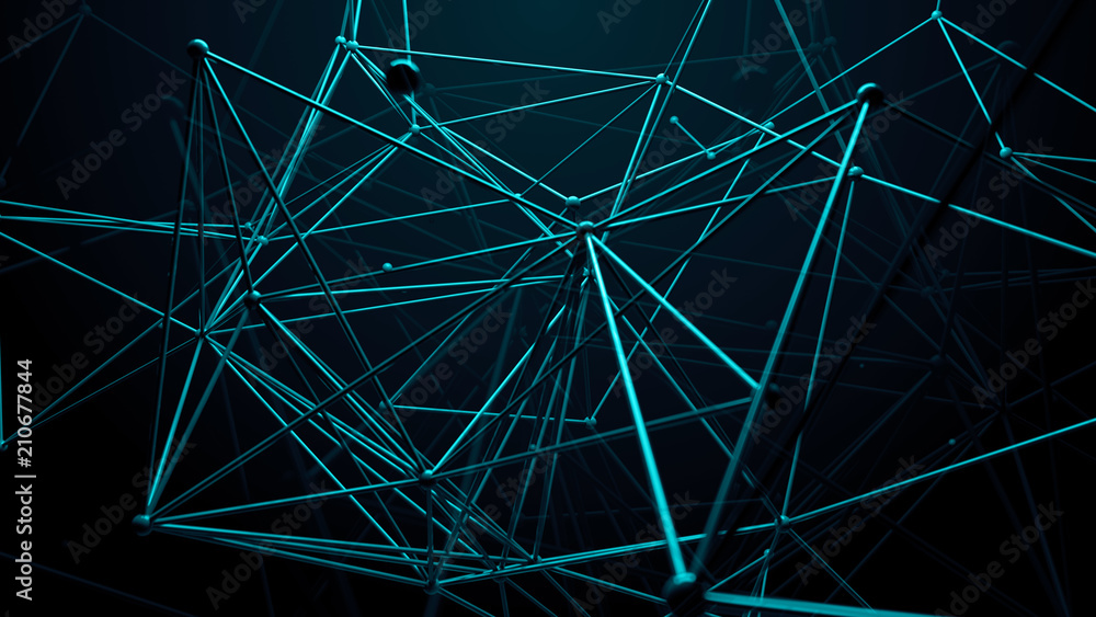 Poster 3d render abstract background. net done by connected cylinders with sphere in intersection area. com