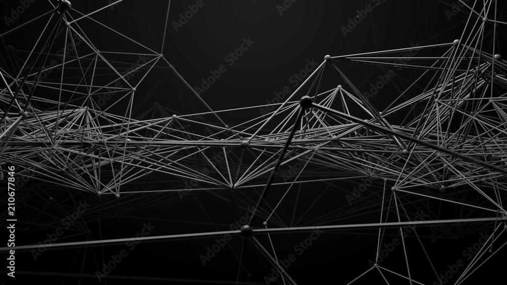 Poster 3d render abstract background. net done by connected cylinders with sphere in intersection area. com