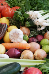 various organic fruit and vegetables