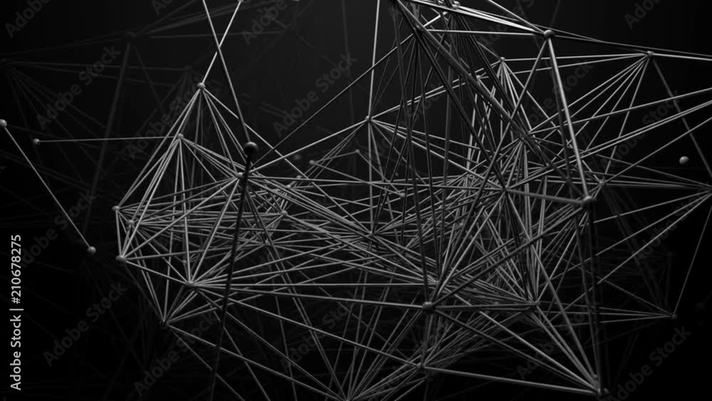 Poster 3d render abstract background. net done by connected cylinders with sphere in intersection area. bui