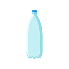 Empty plastic bottle for mineral water or soda drinks. Transparent container for liquids. Flat vector for advertising flyer or poster