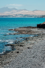 Landscape. Ocean and mountain. Fuerteventura.