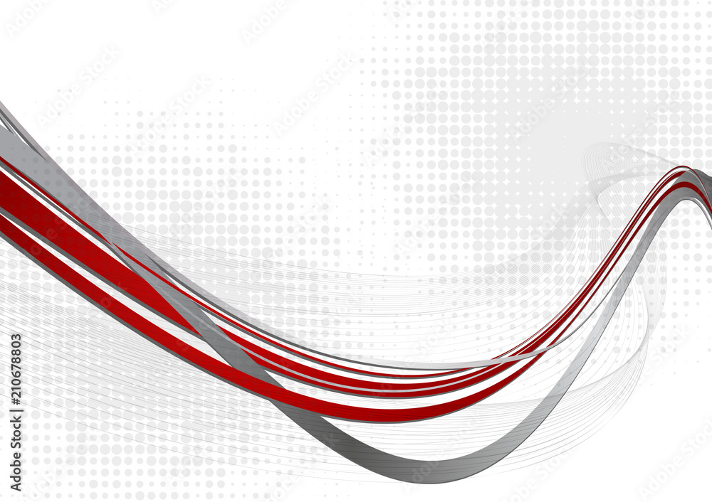 Aufkleber red and gray abstract wave background with copy space. vector illustration