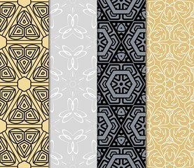 set of geometric pattern, floral lace geometric ornament. Ethnic ornament. Vector illustration. For greeting cards, invitations, cover book, fabric, scrapbooks.