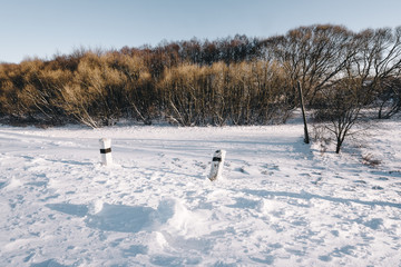 A Field of snow in winter season. Beautiful effect
