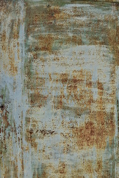 abstract texture, vintage metal sheets, gray and green khaki colors with splashes of rust, wall, background for text