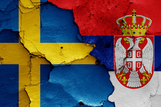 flags of Sweden and Serbia