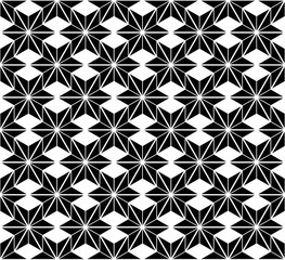 Fototapeta premium Black and white geometric seamless pattern wih stars