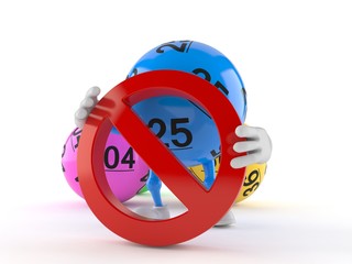 Lotto ball character with forbidden symbol