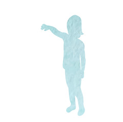 blue watercolor silhouette child
