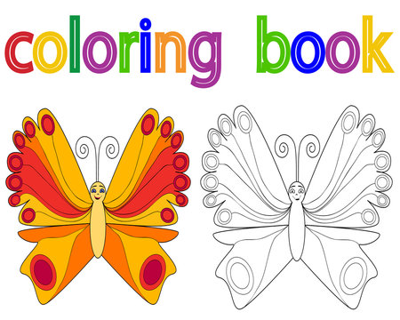 book coloring, butterfly