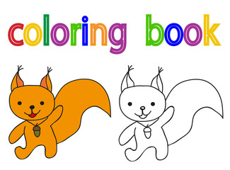 book coloring, squirrel, character