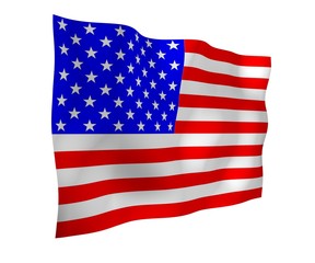 Fototapeta premium Waving flag of the United States of America. Stars and Stripes. State symbol of the USA. 3D illustration