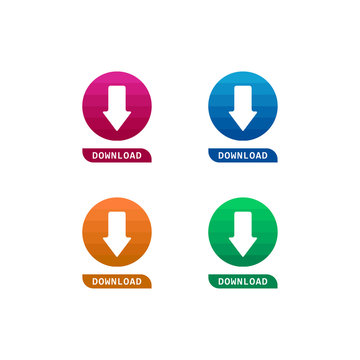 Button Download Vector Template Design Illustration