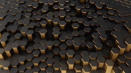 Black-gold abstract field hexagon