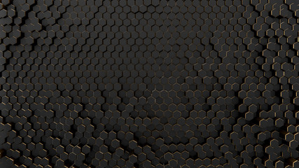Black abstract field hexagon