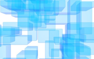 Blue and white abstract digital and technology background. The pattern with repeating rectangles. 3D illustration