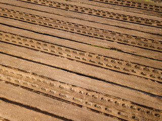 drone image. aerial view of rural area with fields of turf development
