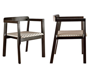 Colored chairs on a white background