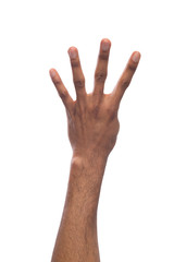 Fototapeta premium Black hand showing number five isolated