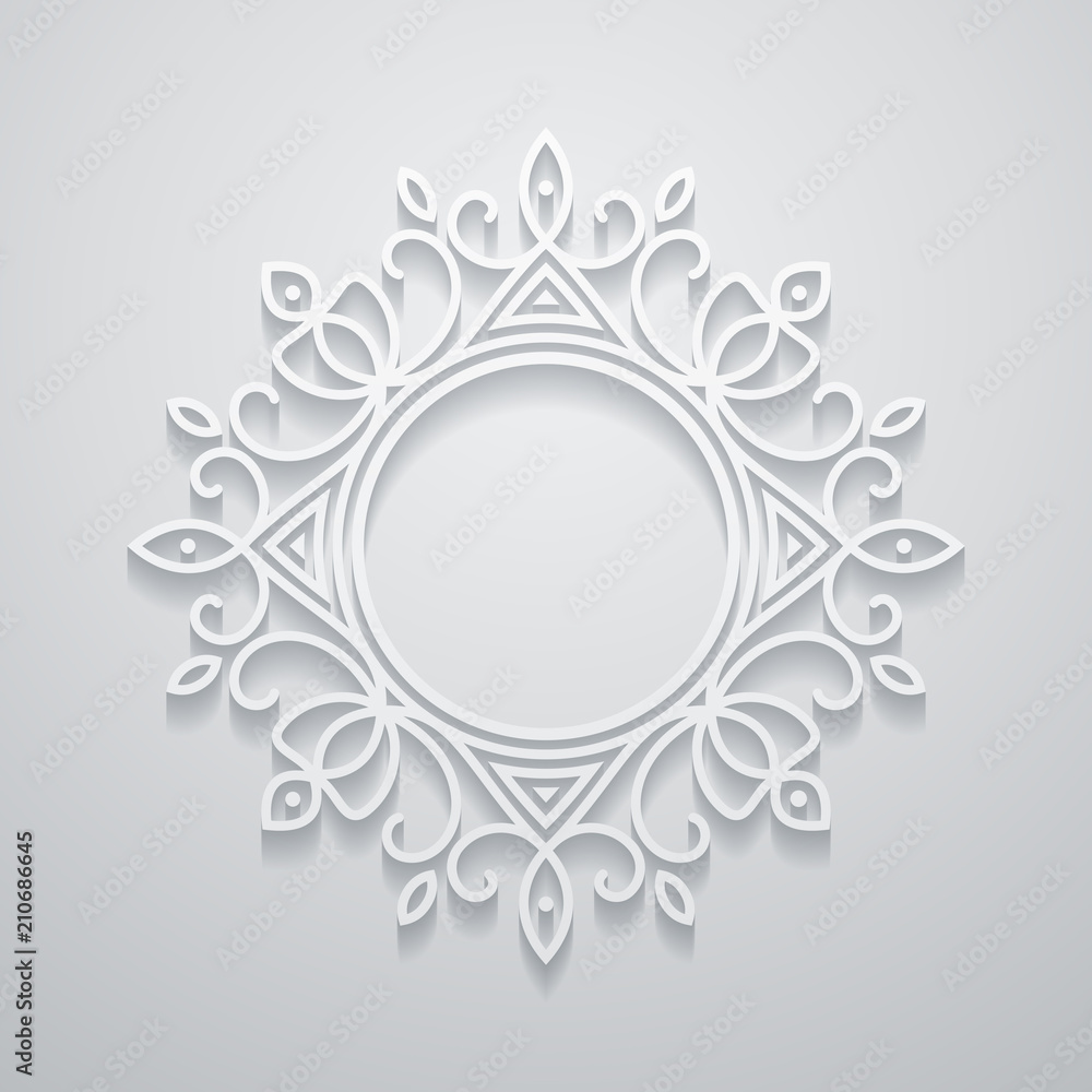 Poster white decorative frame with shadow. template for your design