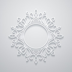 White decorative frame with shadow. Template for your design