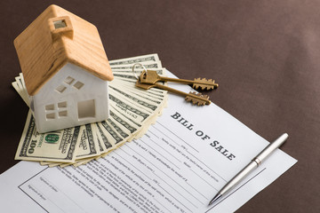 Saving money for house or mortgage loan concept. Bill of Sale, m