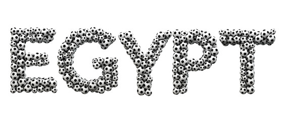 Egypt word made from a football soccer ball texture. 3D Rendering