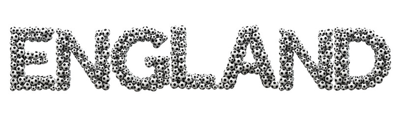 England word made from a football soccer ball texture. 3D Rendering
