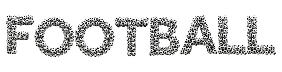 Football word made from a football soccer ball texture. 3D Rendering