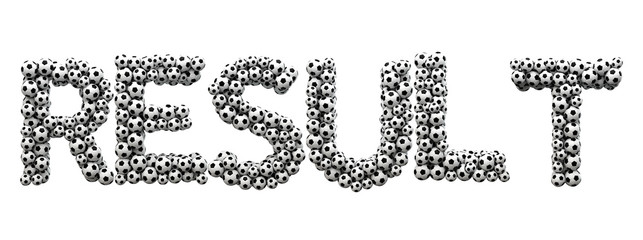 Result word made from a football soccer ball texture. 3D Rendering
