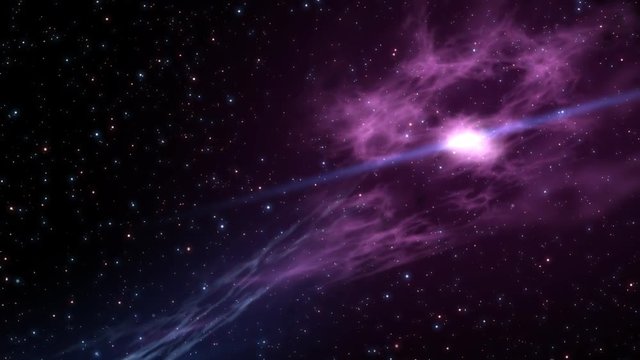 Zoom out sulla galassia con due nebulose nello spazio