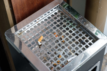 Cigarette butt in ashtray