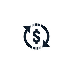 money transfer Icon symbol. currency exchange, financial investment service, cash back refund, send and receive mobile payment concept. line icon vector illustration