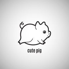 Cute little pig icon, New year 2019, chinese horoscope symbol, vector illustration